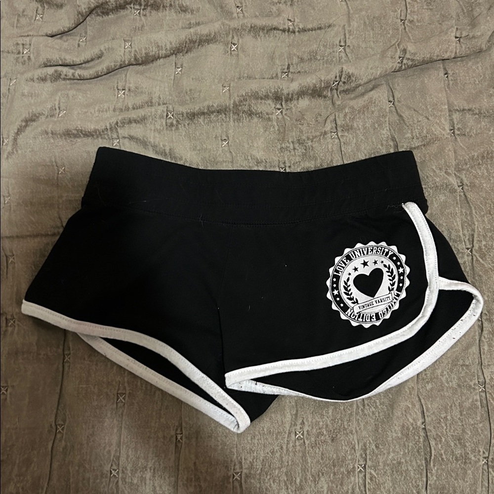Women's Black Athletic Shorts with White Trim